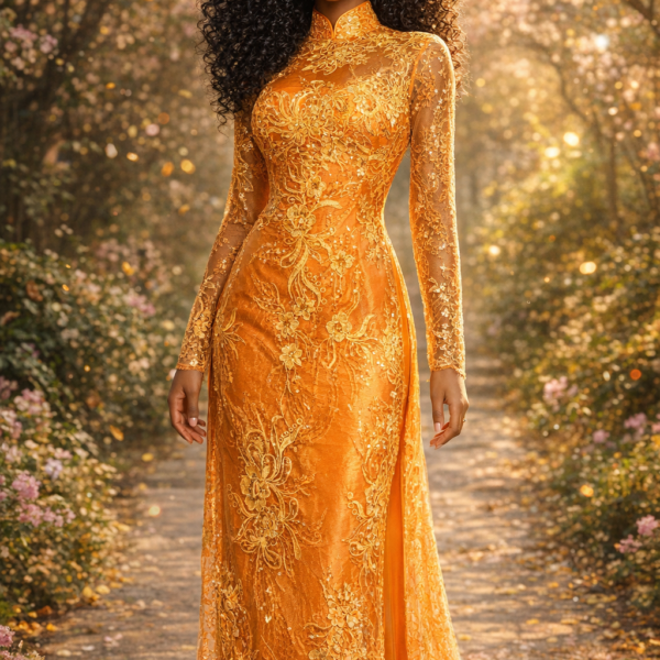 Imperial Flame – Embroidered Lace